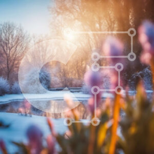 Intra Συλλεκτικό Ξύλινο Παζλ Plywood  4mm - Χειμερινό τοπίο με τα χιονισμένα δέντρα και τη λίμνη Σε Ξύλινο Κουτί - Διαστάσεις: 10x10 cm – 25 κομμάτια