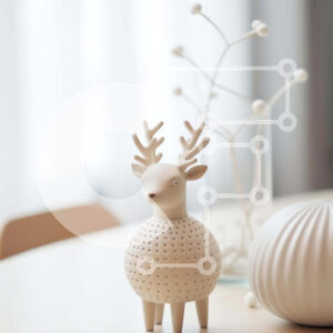 Intra Συλλεκτικό Ξύλινο Παζλ Plywood  4mm - Ειδώλιο λευκού ελαφιού στο τραπέζι με φυτά και λουλούδια Σε Ξύλινο Κουτί - Διαστάσεις Puzzle: 10x10 cm – 25 κομμάτια