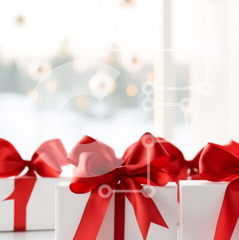 Intra Συλλεκτικό Ξύλινο Παζλ Plywood 4mm - Κουτιά δώρων με κόκκινους φιόγκους σε ένα τραπέζι Σε Ξύλινο Κουτί - Διαστάσεις: 10x10 cm – 25 κομμάτια - Image 1