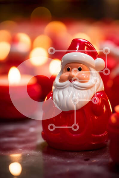 Intra Συλλεκτικό Ξύλινο Παζλ Plywood  4mm - Κόκκινο ειδώλιο Άγιου Βασίλη σε κηροπήγια Σε Ξύλινο Κουτί - Διαστάσεις: 10x10 cm – 25 κομμάτια