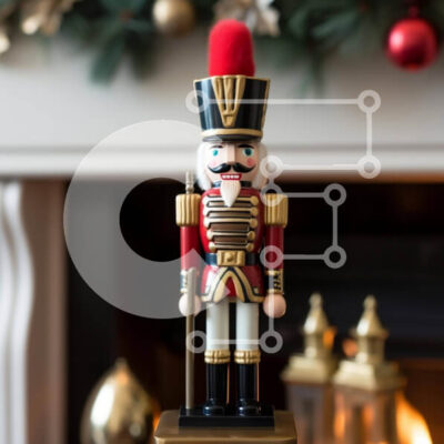 Intra Συλλεκτικό Ξύλινο Παζλ Plywood  4mm - Ειδώλιο Καρυοθραύστη μπροστά από το τζάκι Σε Ξύλινο Κουτί - Διαστάσεις: 10x10 cm – 25 κομμάτια - Image 1