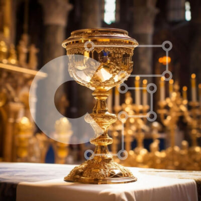 Intra Συλλεκτικό Ξύλινο Παζλ Plywood 4mm - Περίτεχνα διακοσμημένο τραπέζι με χρυσό δισκοπότηρο Σε Ξύλινο Κουτί - Διαστάσεις Puzzle: 10x10 cm – 25 κομμάτια - Image 1