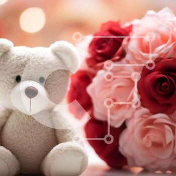 Intra Συλλεκτικό Ξύλινο Παζλ Plywood  4mm - Αρκουδάκι με κόκκινα τριαντάφυλλα στο τραπέζι Σε Ξύλινο Κουτί - Διαστάσεις Puzzle: 10x10 cm – 25 κομμάτια - Image 1