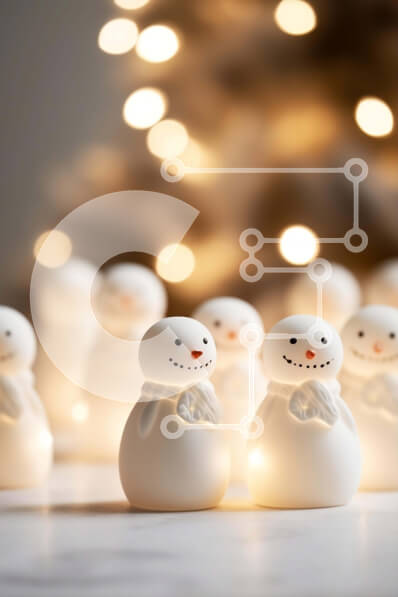 Intra Συλλεκτικό Ξύλινο Παζλ Plywood  4mm - Εορταστικά ειδώλια χιονάνθρωποι με φωτισμένο φόντο Σε Ξύλινο Κουτί - Διαστάσεις: 10x10 cm – 25 κομμάτια