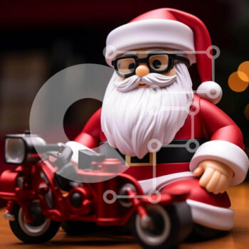 Intra Συλλεκτικό Ξύλινο Παζλ Plywood  4mm - Άγιος Βασίλης σε μια ντεμοντέ μοτοσυκλέτα Σε Ξύλινο Κουτί - Διαστάσεις: 10x10 cm – 25 κομμάτια - Image 1