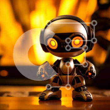 Intra Συλλεκτικό Ξύλινο Παζλ Plywood  4mm - Παιχνίδι ρομπότ μπροστά από ένα ανοιχτό τζάκι Σε Ξύλινο Κουτί - Διαστάσεις Puzzle: 10x10 cm – 25 κομμάτια - Image 1