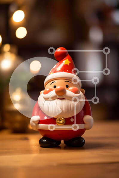 Intra Συλλεκτικό Ξύλινο Παζλ Plywood  4mm - Κόκκινο και άσπρο ειδώλιο Άγιου Βασίλη σε ξύλινο τραπέζι Σε Ξύλινο Κουτί - Διαστάσεις: 10x10 cm – 25 κομμάτια