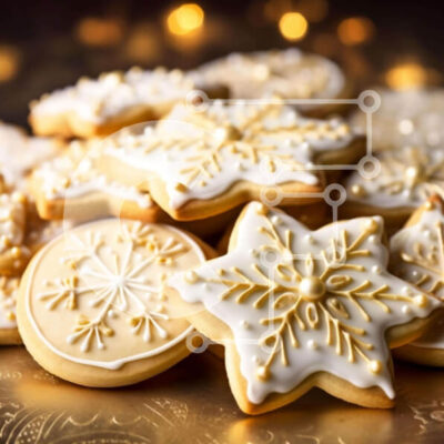 Intra Συλλεκτικό Ξύλινο Παζλ Plywood  4mm - Γιορτινά στολισμένα μπισκότα με νιφάδες χιονιού και γλάσο Σε Ξύλινο Κουτί - Διαστάσεις: 10x10 cm – 25 κομμάτια - Image 1