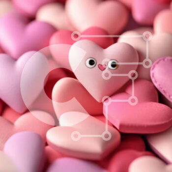 Intra Συλλεκτικό Ξύλινο Παζλ Plywood  4mm - Συστάδα από ροζ και μωβ ειδώλια σε σχήμα καρδιάς Σε Ξύλινο Κουτί - Διαστάσεις Puzzle: 10x10 cm – 25 κομμάτια - Image 1