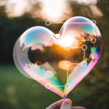 Intra Συλλεκτικό Ξύλινο Παζλ Plywood  4mm - Πολύχρωμη σαπουνόφουσκα σε σχήμα καρδιάς στο χέρι Σε Ξύλινο Κουτί - Διαστάσεις Puzzle: 10x10 cm – 25 κομμάτια - Image 1