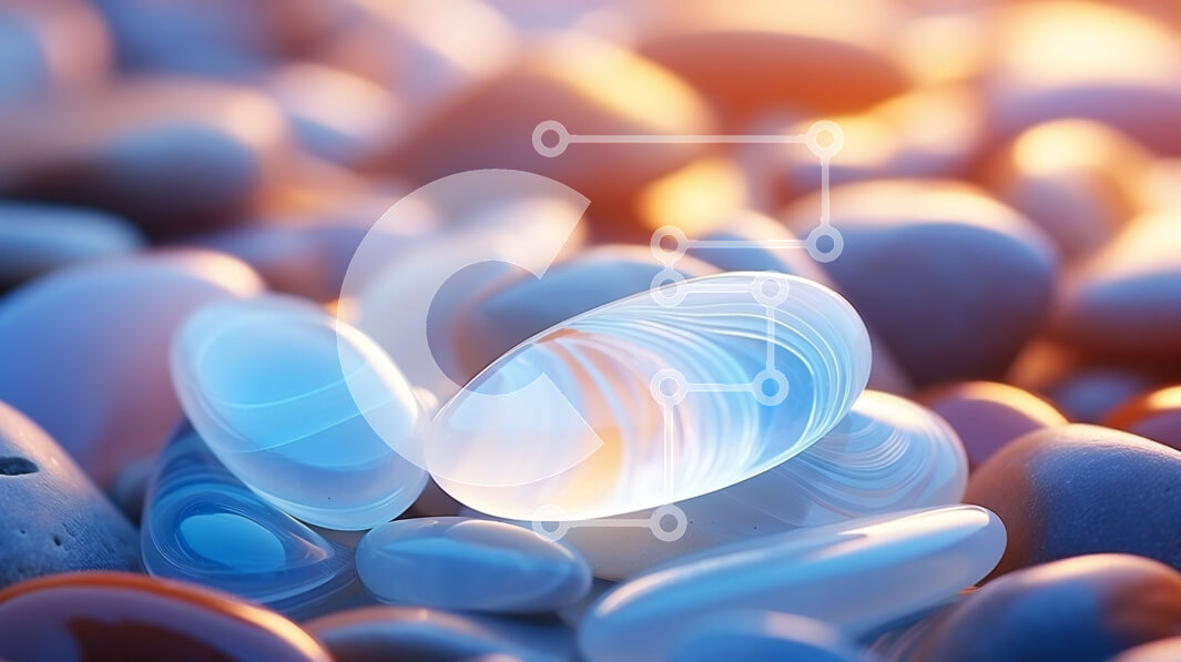 Intra Συλλεκτικό Ξύλινο Παζλ Plywood  4mm - Κοντινό πλάνο από γυαλισμένες λευκές πέτρες σε σκούρο φόντο Σε Ξύλινο Κουτί - Διαστάσεις Puzzle: 10x10 cm – 25 κομμάτια