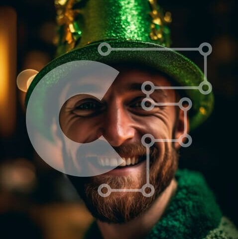 Intra Συλλεκτικό Ξύλινο Παζλ Plywood  4mm - Ευτυχισμένος άνθρωπος με πράσινο καπέλο και γένια που χαμογελά στην κάμερα Σε Ξύλινο Κουτί - Διαστάσεις Puzzle: 10x10 cm – 25 κομμάτια - Image 1