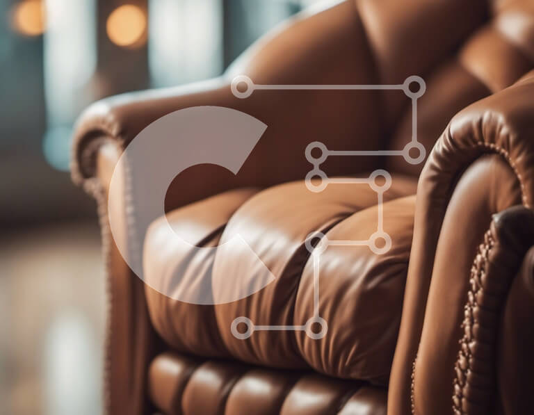 Intra Συλλεκτικό Ξύλινο Παζλ Plywood  4mm - Καφέ δερμάτινη καρέκλα με ξύλινο υποβραχιόνιο και πόδια Σε Ξύλινο Κουτί - Διαστάσεις Puzzle: 10x10 cm – 25 κομμάτια - Image 1