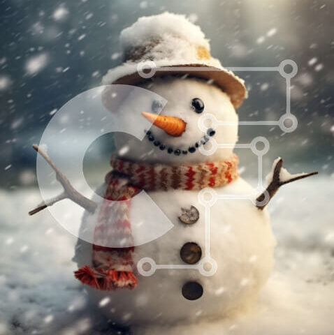 Intra Συλλεκτικό Ξύλινο Παζλ Plywood  4mm - Winter Wonderland: Χαριτωμένος χιονάνθρωπος με καπέλο και κασκόλ Σε Ξύλινο Κουτί - Διαστάσεις Puzzle: 10x10 cm – 25 κομμάτια - Image 1