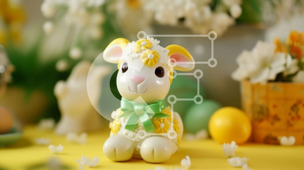 Intra Συλλεκτικό Ξύλινο Παζλ Plywood  4mm - Επιτραπέζιο Πάσχα με ειδώλιο αρνιού και πολύχρωμα αυγά Σε Ξύλινο Κουτί - Διαστάσεις: 10x10 cm – 25 κομμάτια