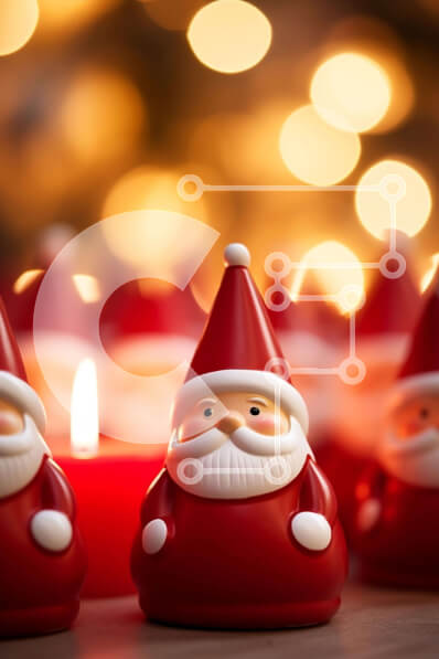 Intra Συλλεκτικό Ξύλινο Παζλ Plywood  4mm - Ομάδα ειδωλίων Άγιου Βασίλη στο διακοσμητικό τραπέζι με τα κεριά Σε Ξύλινο Κουτί - Διαστάσεις: 10x10 cm – 25 κομμάτια