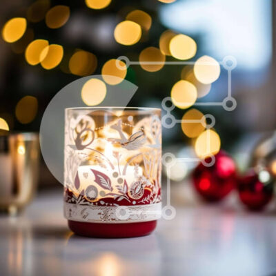 Intra Συλλεκτικό Ξύλινο Παζλ Plywood 4mm - Γυάλινο κερί με διακοσμητικό χριστουγεννιάτικο δέντρο Σε Ξύλινο Κουτί - Διαστάσεις: 10x10 cm – 25 κομμάτια - Image 1