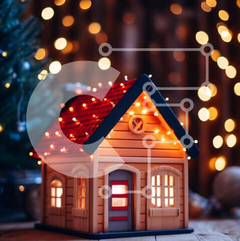 Intra Συλλεκτικό Ξύλινο Παζλ Plywood  4mm - Χριστουγεννιάτικη διακόσμηση σπιτιού σε διακοσμημένο ξύλινο τραπέζι Σε Ξύλινο Κουτί - Διαστάσεις: 10x10 cm – 25 κομμάτια - Image 1