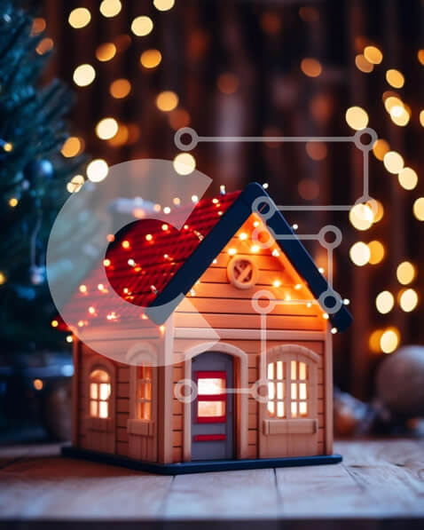 Intra Συλλεκτικό Ξύλινο Παζλ Plywood  4mm - Χριστουγεννιάτικη διακόσμηση σπιτιού σε διακοσμημένο ξύλινο τραπέζι Σε Ξύλινο Κουτί - Διαστάσεις: 10x10 cm – 25 κομμάτια