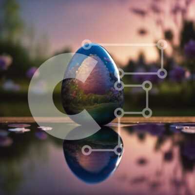 Intra Συλλεκτικό Ξύλινο Παζλ Plywood  4mm - Στολίδι από γυάλινο αυγό στο νερό με λουλούδια και δέντρα Σε Ξύλινο Κουτί - Διαστάσεις: 10x10 cm – 25 κομμάτια - Image 1