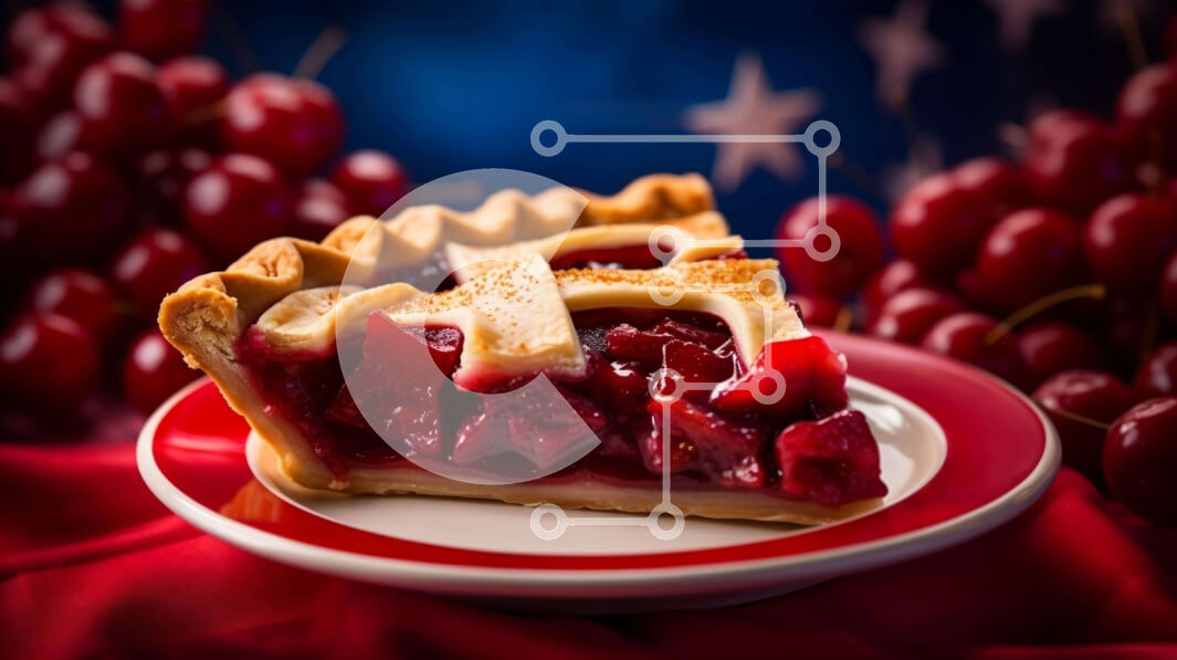 Intra Συλλεκτικό Ξύλινο Παζλ Plywood  4mm - Πατριωτική πίτα 4ης Ιουλίου με κεράσια στο πιάτο της αμερικανικής σημαίας Σε Ξύλινο Κουτί - Διαστάσεις: 10x10 cm – 25 κομμάτια