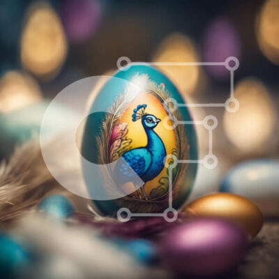 Intra Συλλεκτικό Ξύλινο Παζλ Plywood  4mm - Βαμμένο πασχαλινό αυγό με σχέδιο παγωνιού Σε Ξύλινο Κουτί - Διαστάσεις: 10x10 cm – 25 κομμάτια - Image 1