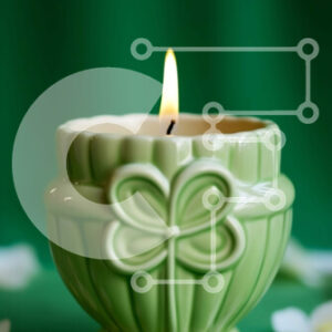 Intra Συλλεκτικό Ξύλινο Παζλ Plywood  4mm - Πράσινο μπολ κεριών με λευκά λουλούδια Σε Ξύλινο Κουτί - Διαστάσεις: 10x10 cm – 25 κομμάτια