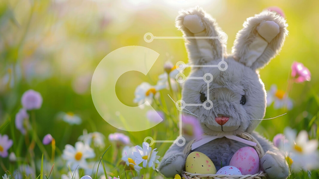 Intra Συλλεκτικό Ξύλινο Παζλ Plywood  4mm - Πασχαλινό λαγουδάκι με πασχαλινό αυγό στο γρασίδι Σε Ξύλινο Κουτί - Διαστάσεις Puzzle: 10x10 cm – 25 κομμάτια