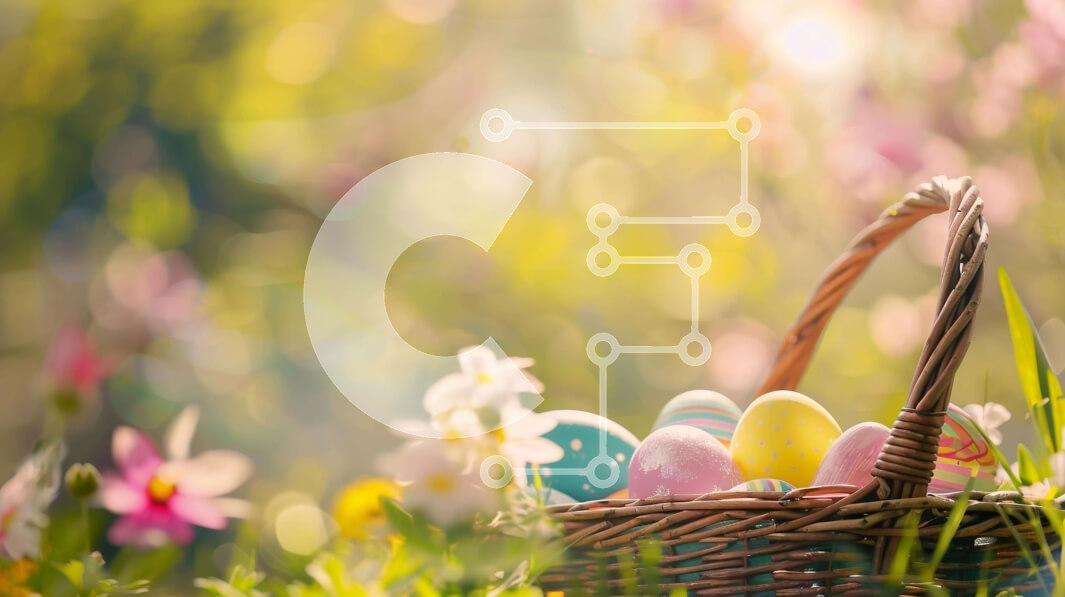 Intra Συλλεκτικό Ξύλινο Παζλ Plywood  4mm - Πολύχρωμο καλάθι με πασχαλινά αυγά σε ένα χορταριασμένο χωράφι Σε Ξύλινο Κουτί - Διαστάσεις: 10x10 cm – 25 κομμάτια