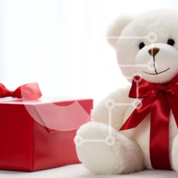 Intra Συλλεκτικό Ξύλινο Παζλ Plywood  4mm - Αρκουδάκι και κόκκινο κουτί δώρου Σε Ξύλινο Κουτί - Διαστάσεις Puzzle: 10x10 cm – 25 κομμάτια - Image 1