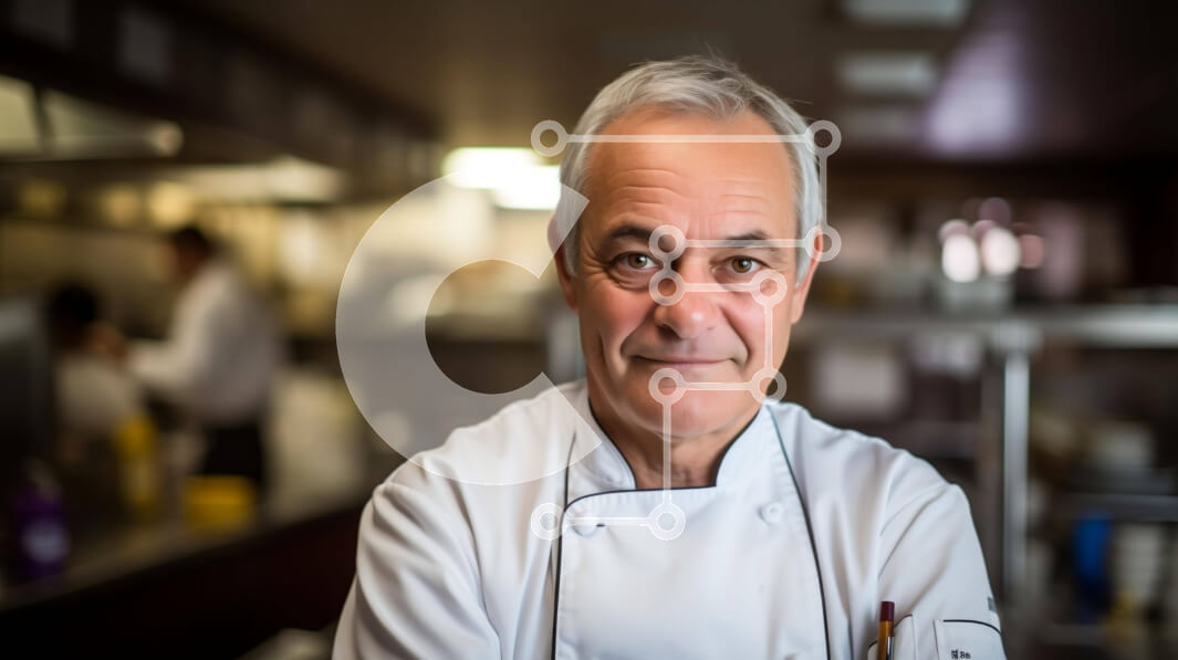 Intra Συλλεκτικό Ξύλινο Παζλ Plywood  4mm - Ηλικιωμένος σεφ σε μια εμπορική κουζίνα Σε Ξύλινο Κουτί - Διαστάσεις Puzzle: 10x10 cm – 25 κομμάτια