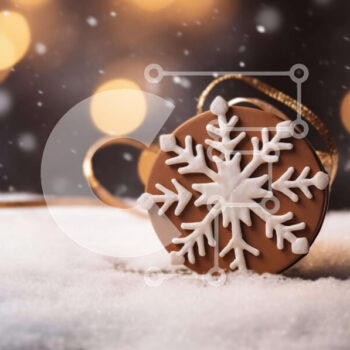 Intra Συλλεκτικό Ξύλινο Παζλ Plywood  4mm - Στολίδι νιφάδα χιονιού στο χιόνι με χρυσό γκλίτερ Σε Ξύλινο Κουτί - Διαστάσεις Puzzle: 10x10 cm – 25 κομμάτια - Image 1