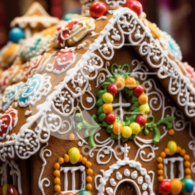 Intra Συλλεκτικό Ξύλινο Παζλ Plywood 4mm - Πολύχρωμη διακόσμηση σπιτιού με μελόψωμο για τις γιορτές Σε Ξύλινο Κουτί - Διαστάσεις: 10x10 cm – 25 κομμάτια - Image 1