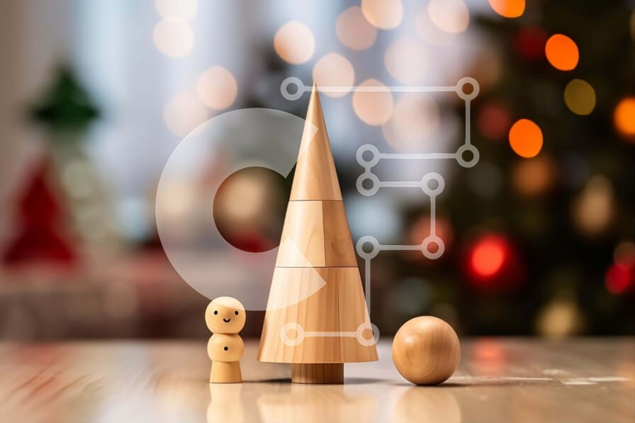 Intra Συλλεκτικό Ξύλινο Παζλ Plywood  4mm - Ξύλινο δέντρο παιχνιδιών και ειδώλια με φώτα στο φόντο Σε Ξύλινο Κουτί - Διαστάσεις: 10x10 cm – 25 κομμάτια