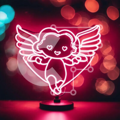 Intra Συλλεκτικό Ξύλινο Παζλ Plywood 4mm - Neon Angel Light - Διακοσμητικός Φωτισμός για το σπίτι ή το γραφείο Σε Ξύλινο Κουτί - Διαστάσεις Puzzle: 10x10 cm – 25 κομμάτια - Image 1