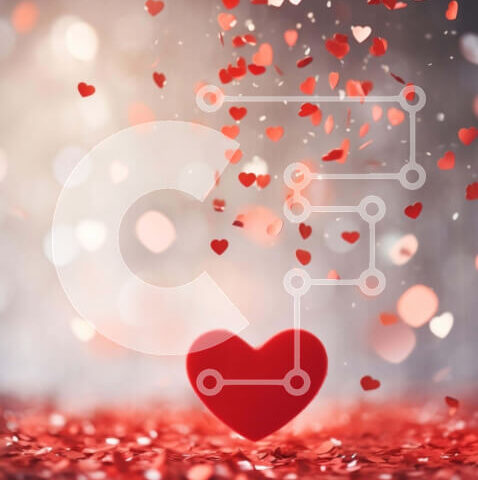 Intra Συλλεκτικό Ξύλινο Παζλ Plywood  4mm - Κομφετί κόκκινης καρδιάς για την ημέρα του Αγίου Βαλεντίνου που πέφτει από τον ουρανό Σε Ξύλινο Κουτί - Διαστάσεις Puzzle: 10x10 cm – 25 κομμάτια - Image 1