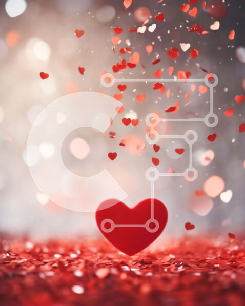 Intra Συλλεκτικό Ξύλινο Παζλ Plywood  4mm - Κομφετί κόκκινης καρδιάς για την ημέρα του Αγίου Βαλεντίνου που πέφτει από τον ουρανό Σε Ξύλινο Κουτί - Διαστάσεις Puzzle: 10x10 cm – 25 κομμάτια