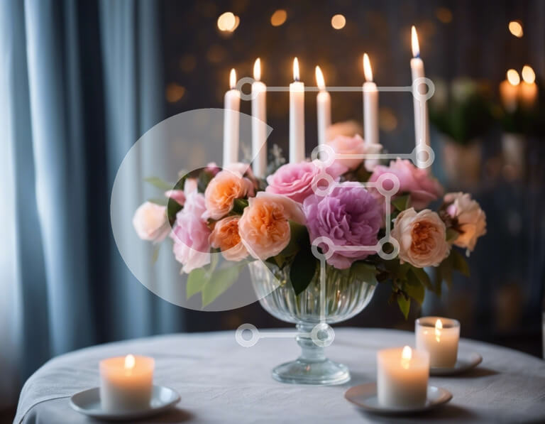 Intra Συλλεκτικό Ξύλινο Παζλ Plywood  4mm - Κομψό και ρομαντικό τραπέζι με τριαντάφυλλα και κεριά Σε Ξύλινο Κουτί - Διαστάσεις Puzzle: 10x10 cm – 25 κομμάτια