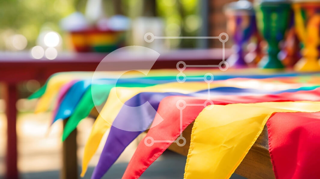 Intra Συλλεκτικό Ξύλινο Παζλ Plywood  4mm - Εορταστικό τραπέζι με πολύχρωμες σημαίες Σε Ξύλινο Κουτί - Διαστάσεις: 10x10 cm – 25 κομμάτια