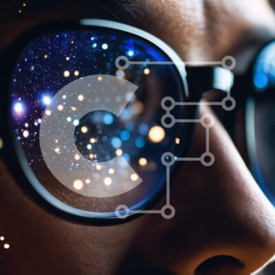 Intra Συλλεκτικό Ξύλινο Παζλ Plywood  4mm - Πρόσωπο που κοιτάζει τον έναστρο ουρανό μέσα από γυαλιά Σε Ξύλινο Κουτί - Διαστάσεις Puzzle: 10x10 cm – 25 κομμάτια - Image 1