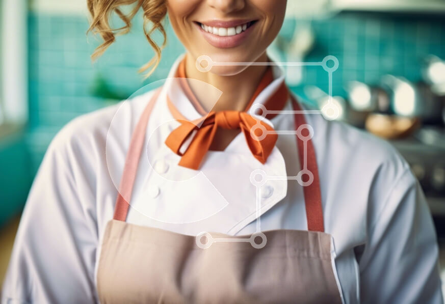 Intra Συλλεκτικό Ξύλινο Παζλ Plywood  4mm - Χαμογελώντας γυναίκα σεφ στην κουζίνα Σε Ξύλινο Κουτί - Διαστάσεις Puzzle: 10x10 cm – 25 κομμάτια