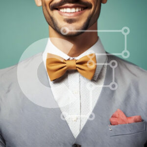 Intra Συλλεκτικό Ξύλινο Παζλ Plywood  4mm - Άνδρας που φορά κίτρινο παπιγιόν και πορτοκαλί τετράγωνο τσέπης Σε Ξύλινο Κουτί - Διαστάσεις Puzzle: 10x10 cm – 25 κομμάτια