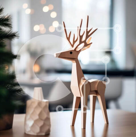 Intra Συλλεκτικό Ξύλινο Παζλ Plywood  4mm - Ξύλινο ειδώλιο ελαφιού στο τραπέζι στο σαλόνι Σε Ξύλινο Κουτί - Διαστάσεις Puzzle: 10x10 cm – 25 κομμάτια - Image 1