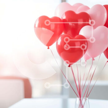 Intra Συλλεκτικό Ξύλινο Παζλ Plywood  4mm - Βάζο με κόκκινα και ροζ μπαλόνια σε σχήμα καρδιάς σε ένα τραπέζι Σε Ξύλινο Κουτί - Διαστάσεις Puzzle: 10x10 cm – 25 κομμάτια - Image 1