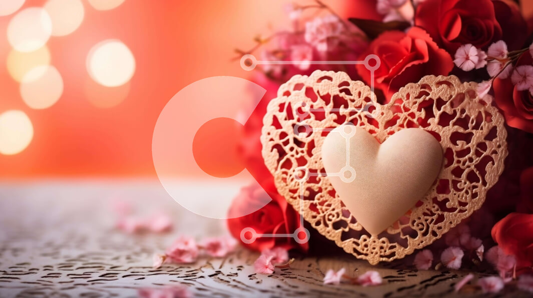 Intra Συλλεκτικό Ξύλινο Παζλ Plywood  4mm - Ημέρα του Αγίου Βαλεντίνου χάρτινο πετσετάκι σε σχήμα καρδιάς με κόκκινα τριαντάφυλλα Σε Ξύλινο Κουτί - Διαστάσεις Puzzle: 10x10 cm – 25 κομμάτια