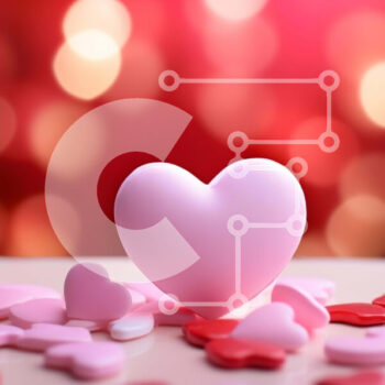 Intra Συλλεκτικό Ξύλινο Παζλ Plywood  4mm - Ροζ καρδιά με φόντο κόκκινο και ροζ καρδιές Σε Ξύλινο Κουτί - Διαστάσεις Puzzle: 10x10 cm – 25 κομμάτια - Image 1