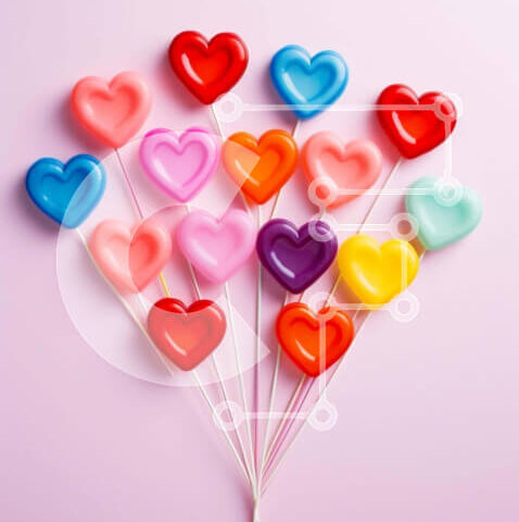 Intra Συλλεκτικό Ξύλινο Παζλ Plywood  4mm - Πολύχρωμο μπουκέτο γλειφιτζούρι σε σχήμα καρδιάς σε ροζ φόντο Σε Ξύλινο Κουτί - Διαστάσεις Puzzle: 10x10 cm – 25 κομμάτια - Image 1