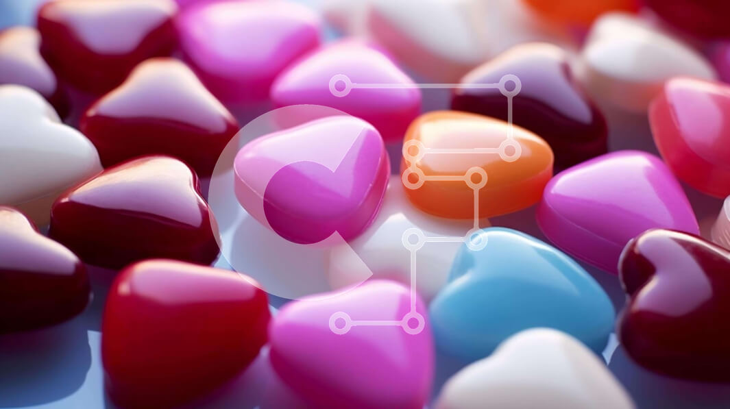 Intra Συλλεκτικό Ξύλινο Παζλ Plywood  4mm - Πολύχρωμο καραμέλα σε σχήμα καρδιάς για τον εορτασμό της ημέρας του Αγίου Βαλεντίνου Σε Ξύλινο Κουτί - Διαστάσεις Puzzle: 10x10 cm – 25 κομμάτια