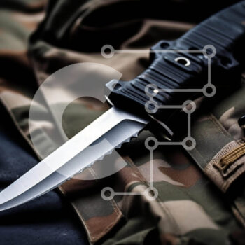 Intra Συλλεκτικό Ξύλινο Παζλ Plywood  4mm - Μαχαίρι σε καμουφλαρισμένα ρούχα Σε Ξύλινο Κουτί - Διαστάσεις Puzzle: 10x10 cm – 25 κομμάτια - Image 1