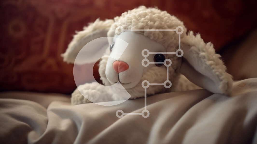 Intra Συλλεκτικό Ξύλινο Παζλ Plywood  4mm - Λευκό γεμιστό αρνί σε κρεβάτι Σε Ξύλινο Κουτί - Διαστάσεις Puzzle: 10x10 cm – 25 κομμάτια